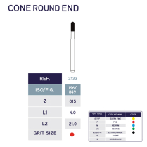 2133F Cone Round End Diamond Bur 849/015F 10pk