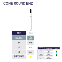 2133FF Cone Round End Diamond Bur 849/015FF 10pk