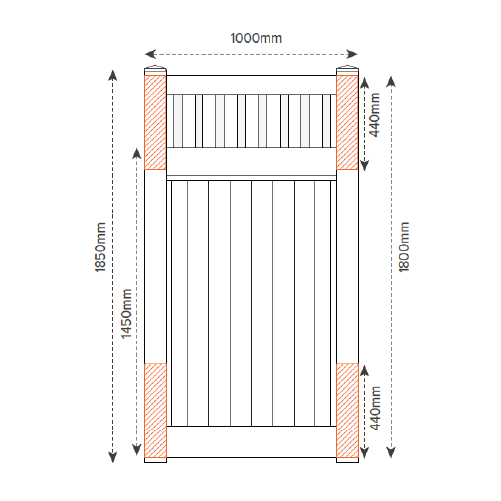 East Hampton PVC Gate - 1000W x 1800H
