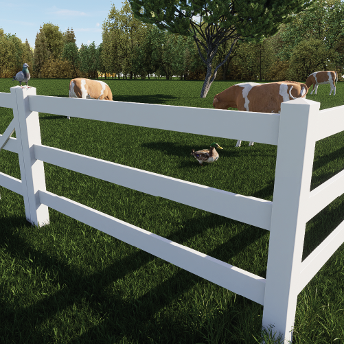 Rural PVC Fence Panel Kit - 2388W x 1300H