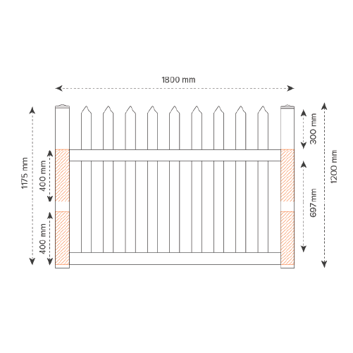 North Haven Picket PVC Gate - 1800W x 1200H
