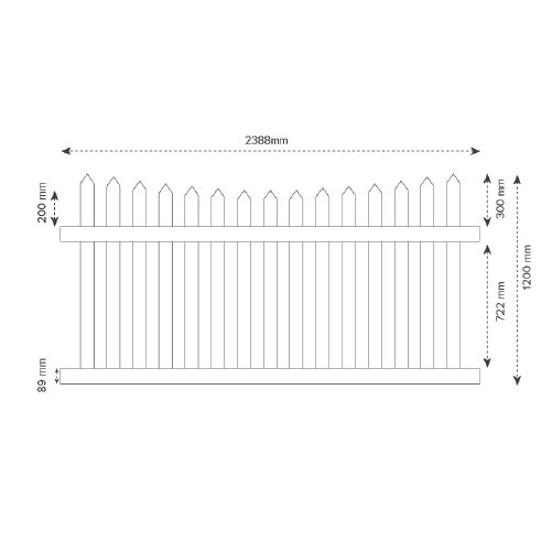 Newport Picket PVC Fence Panel Kit - 2388W x 1200H