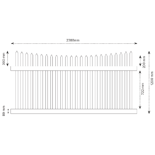 Melville Picket PVC Fence Panel Kit - 2388W x 1200H