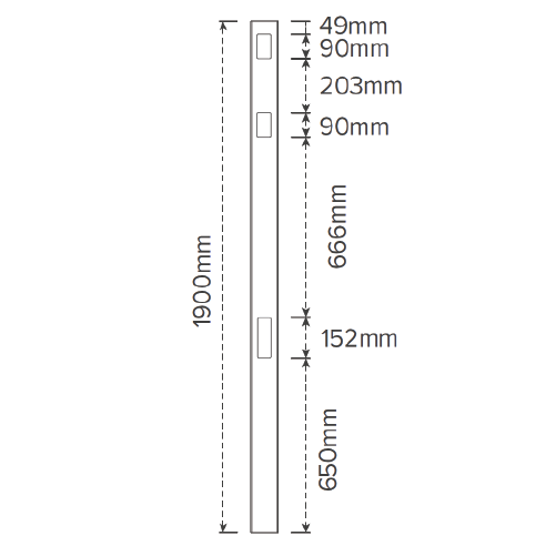 Bridgehampton PVC - Inline Post 1900mm