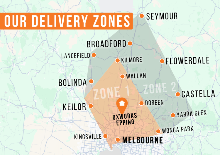 Map of Oxworks Epping delivery zones