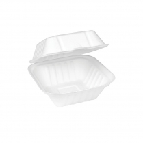 6x6x3" Compostable Burger Clamshell Bagasse