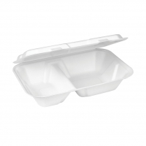 9x6" Compostable 2 Compartment Snack Clamshell Bagasse