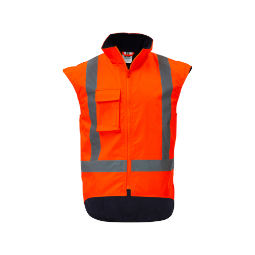 Orange Hi-Vis Fleece Lined Vest Back