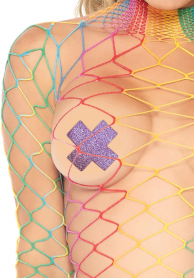 HIGH NECK FENCE NET LONG SLEEVED BODYSUIT