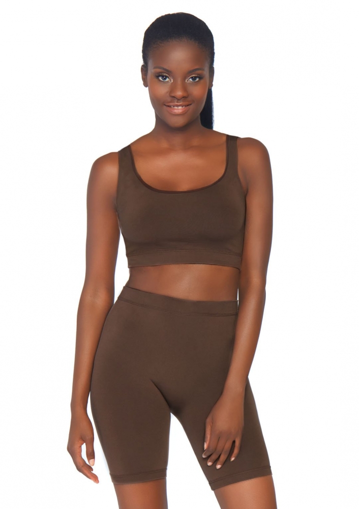 2 PC SEAMLESS OPAQUE SPANDEX CROP TANK 