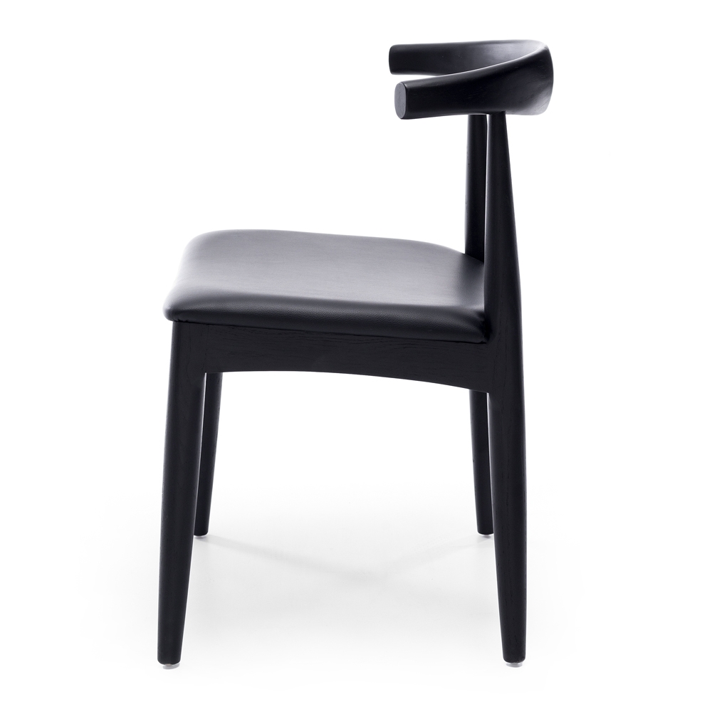 Elbow Chair Black Oak Black PU Seat