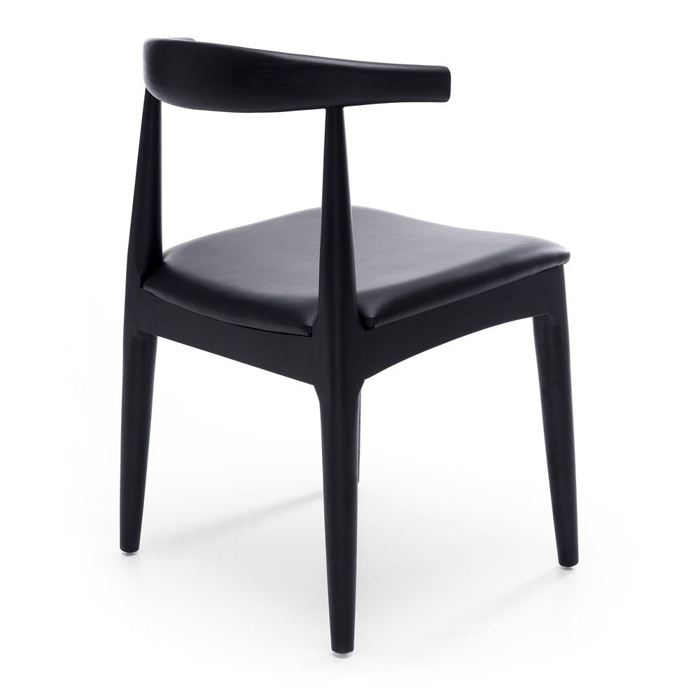Elbow Chair Black Oak Black PU Seat