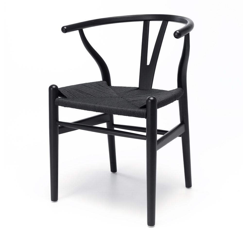 Wishbone Dining Chair Black With Black Seat Furniture By Design Fbd