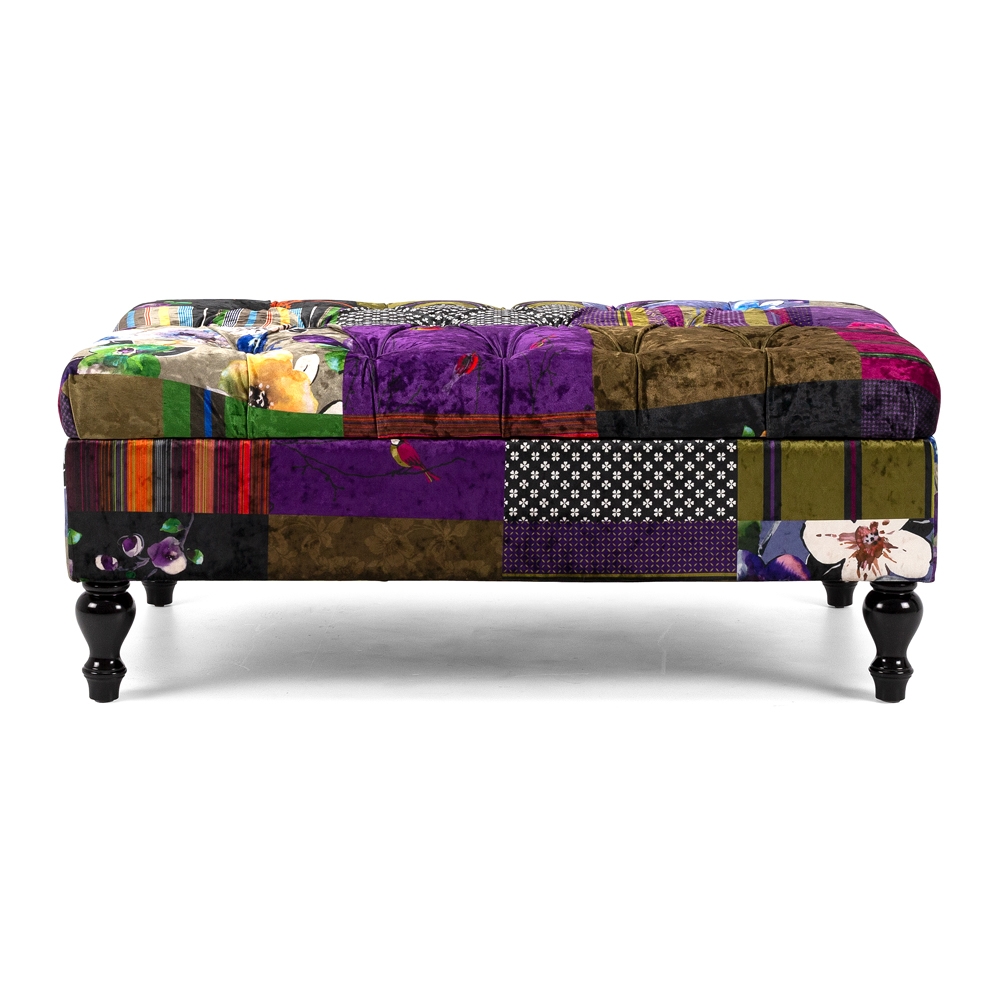 Ottoman in Patchwork Velvet Furniture by Design