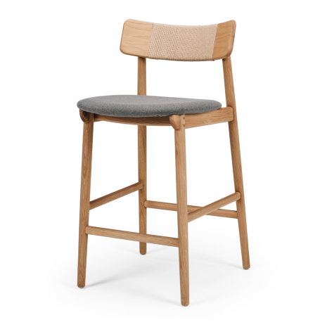 Niles Highback Barstool (Nat Oak) Fabric