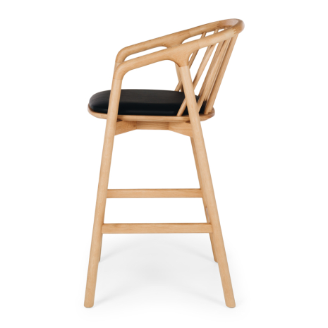 NORD Highback Barstool (Natural Oak) BLK PU Seat