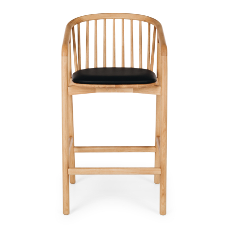 NORD Highback Barstool (Natural Oak) BLK PU Seat