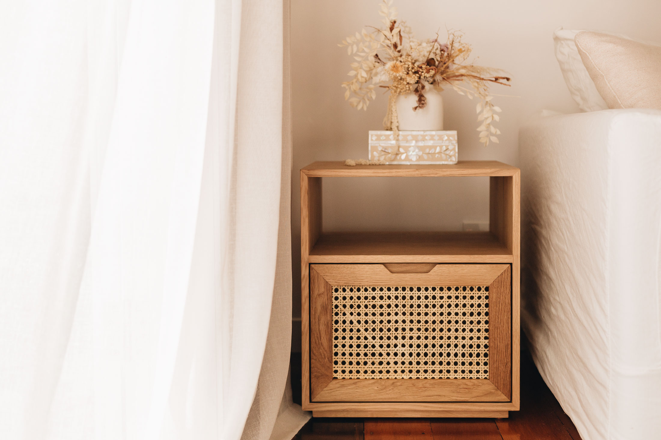 cuba oak bedside table